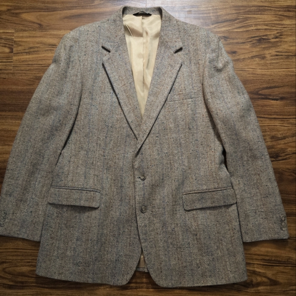Imperial by Haggar Tweed Blazer Jacket Men's 46L 100% Wool USA Sport Coat Classy